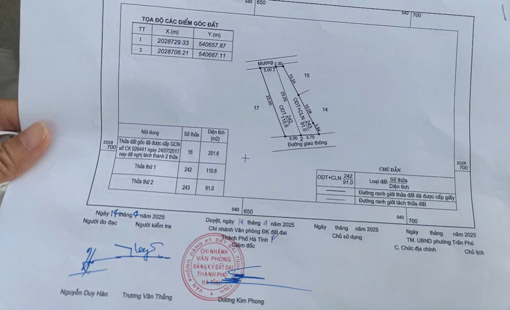 Lô đất tổ 9 phường Trần Phú,Tp Hà Tĩnh