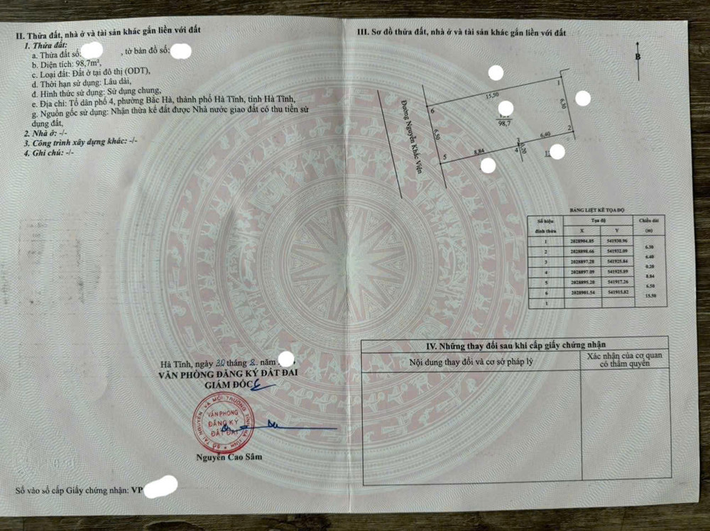 Lô đất kèm nhà mặt đường Nguyễn Khắc Viện,phường bắc hà,tp hà tĩnh