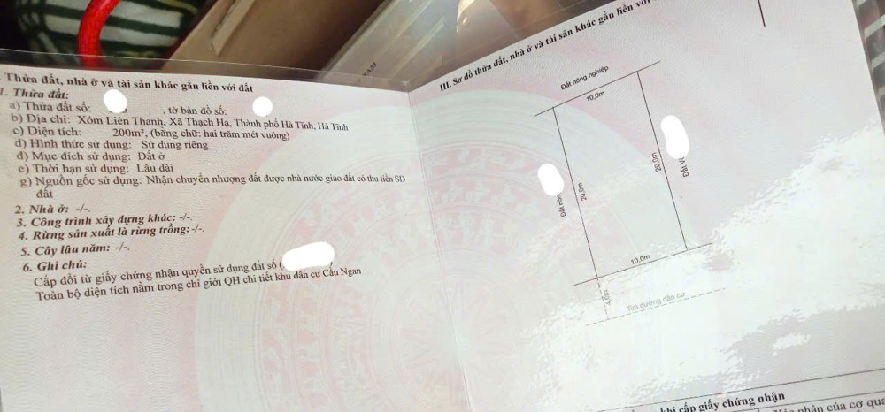 Lô đất cấp Liên Thanh,Thạch Hạ,Tp Hà Tĩnh.