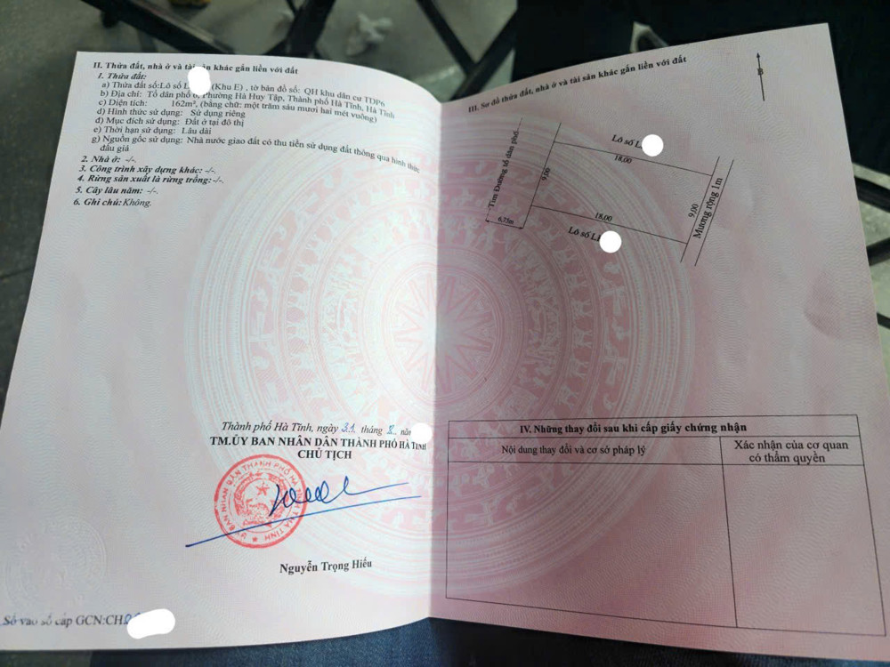 Lô đất quy hoạch tổ 6 phường hà huy tập,tp hà tĩnh