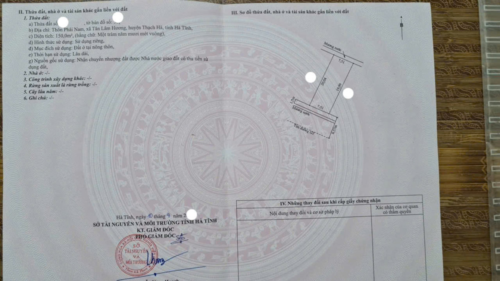 Lô đất thôn phái nam,tân lâm hương,tp hà tĩnh