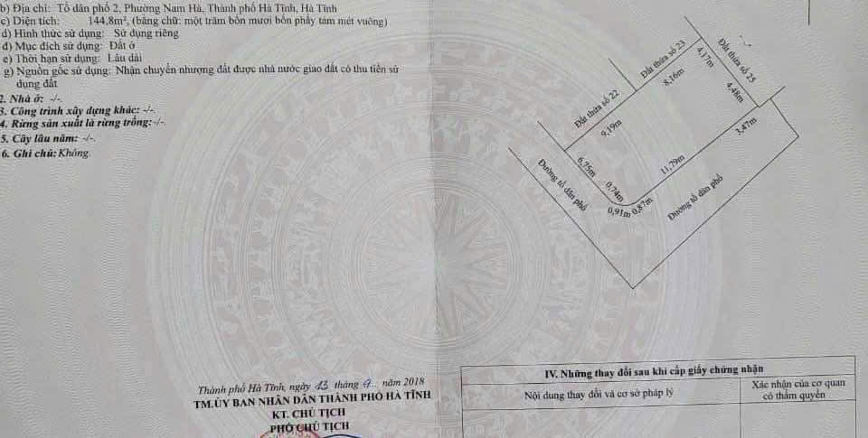 Bán lô đất tổ hai phường nam hà. Trung tâm to hà tĩnh.  Trên đất có nhà đang cho thuê tháng 3tr. 