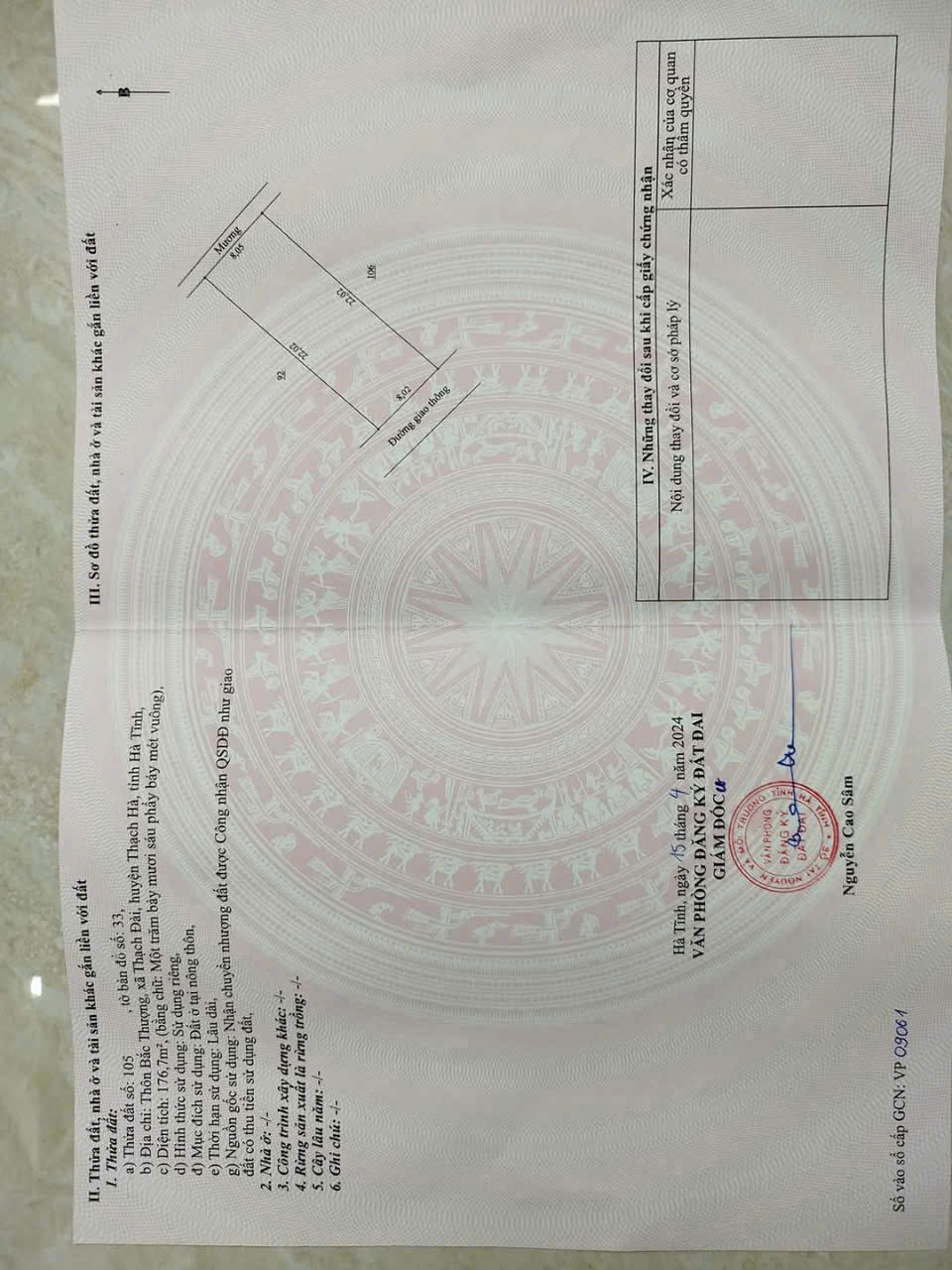 Lô đất  bắc thượng,thạch đài,hà tĩnh