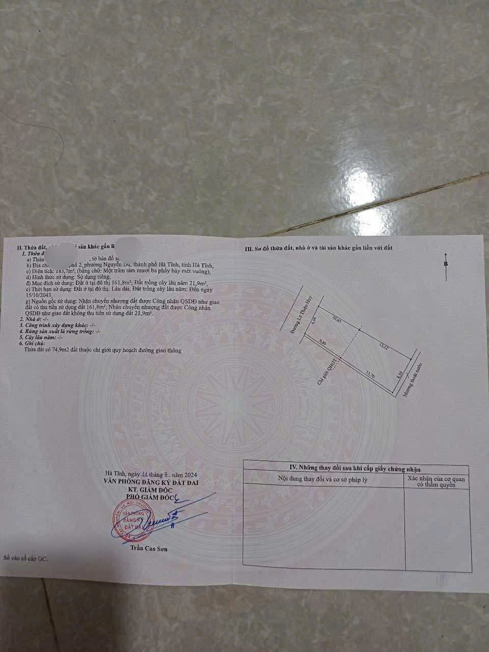 Lô đất mới xuất hiện trên thị trường Mặt đường kinh doanh lê thiệu huy. Sát bên qh tỉnh đội 