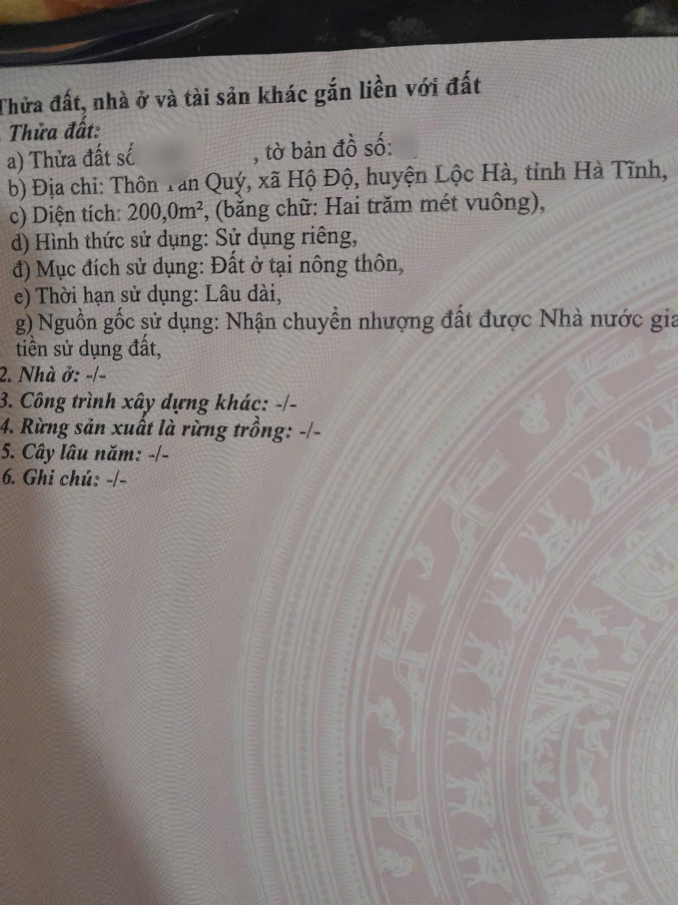 Đất QH. Sau nguyễn hưng hộ độ. nay là phường trần phú, hà tĩnh