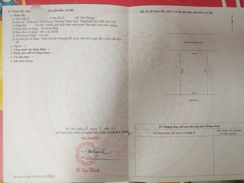 Lô đất đẹp căng, f0 vừa ra lò, thuộc Tiền Phong, Thạch Quý.