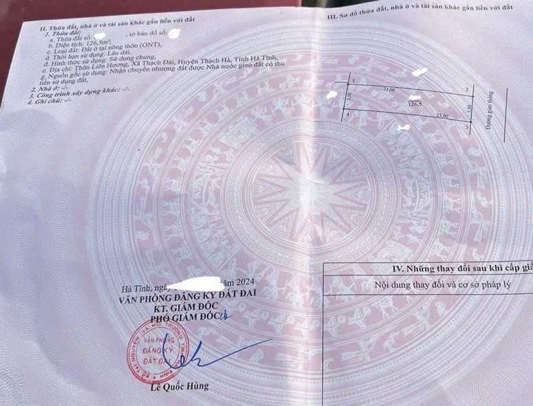 Bán đất quy hoạch thôn liên hương, xã Thạch Đài (cũ), Hà Tĩnh.