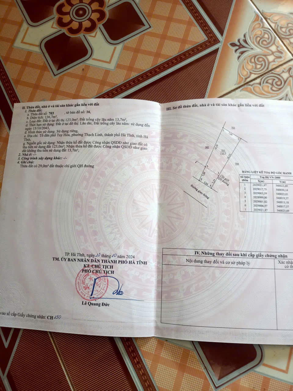 Lô đất mặt đường kinh doanh ngay ngã tư đường lê hồng phong. Phường thạch linh. 