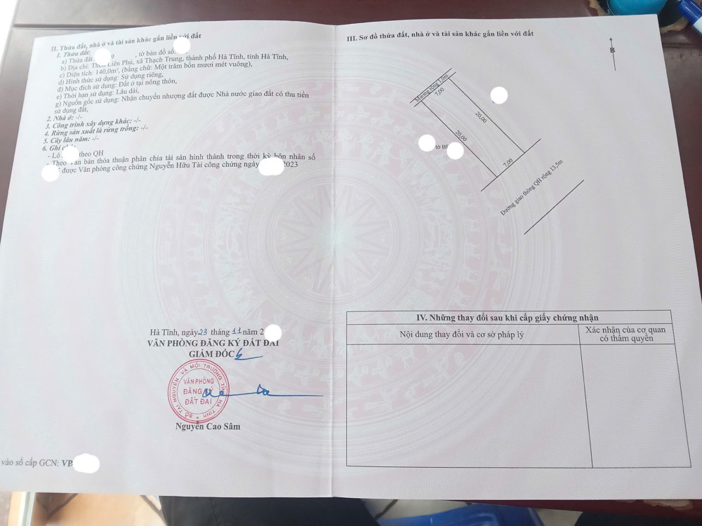 Lô đất quy hoạch đập rậm,liên phú,thạch trung cũ.hà tĩnh