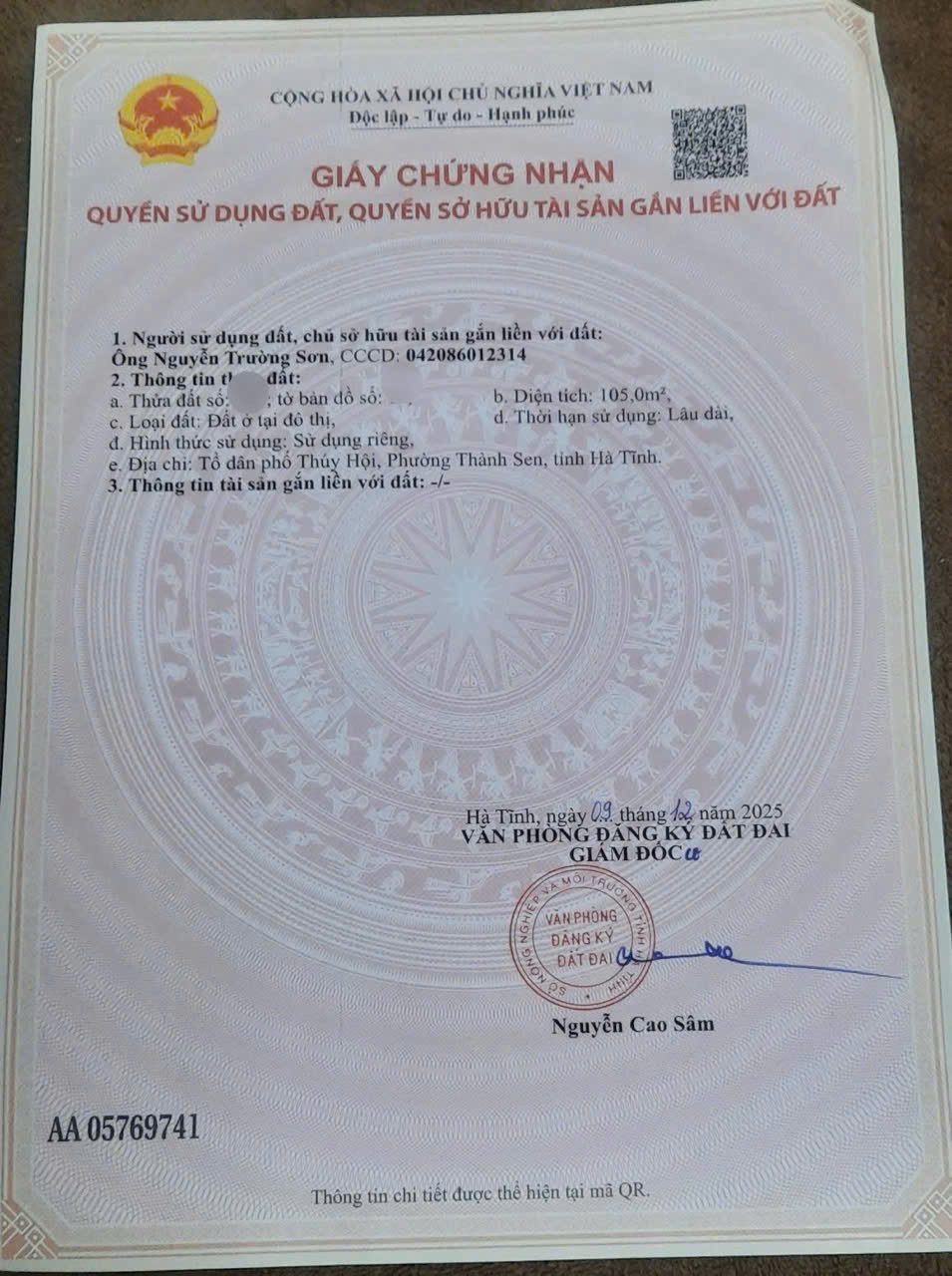 Lô đất thúy hội,phường thành sen.hà tĩnh