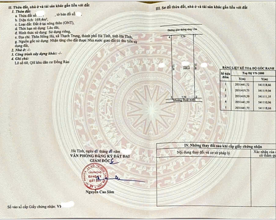 Lô đất quy hoạch đồng rào,thạch trung