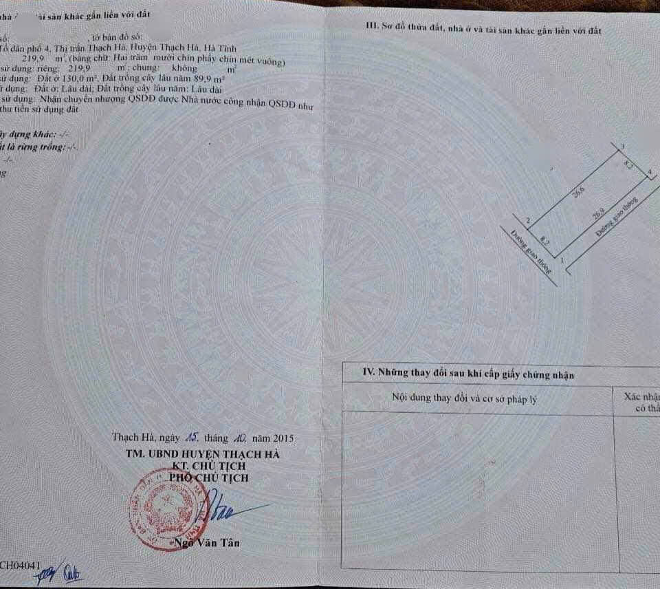 Lô đất tdp 4,thị trấn thạch hà cũ.hà tĩnh (ngõ 9 đường Hồ Phi Chấn)