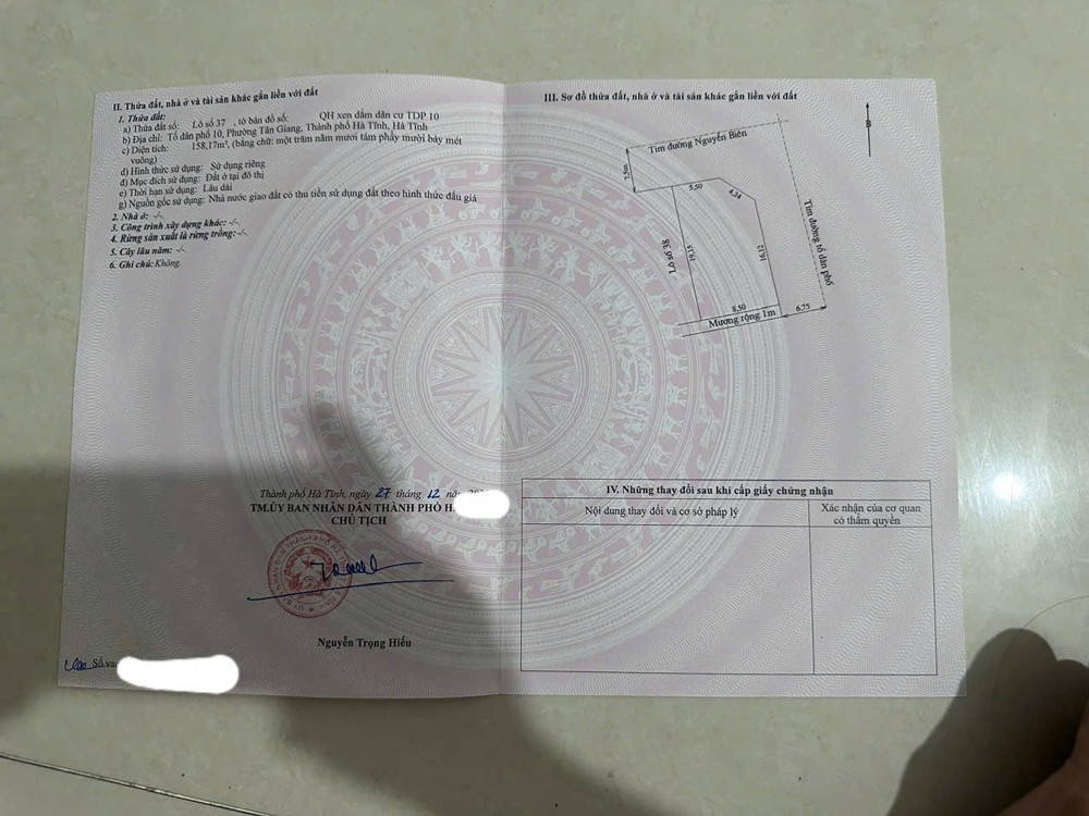 Lô đất mặt đường Nguyễn Biên,Tổ 10,p Tân Giang.Hà Tĩnh