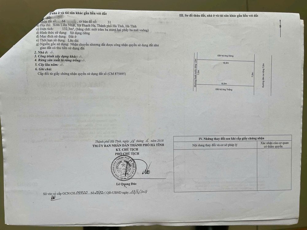 Lô đất liên nhật,thạch hạ cũ.hà tĩnh