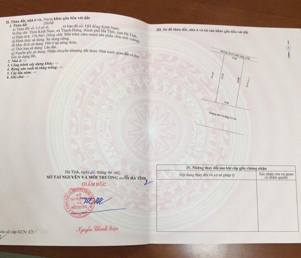 A bạn gửi bán lô đất quy hoạch kinh nam,phường thạch hưng cũ.hà tĩnh