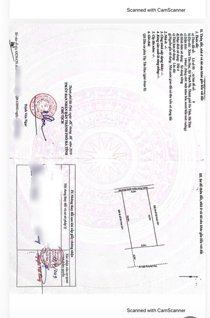 Bán lô đất QH Tây Tân Học Thạch Hạ. 